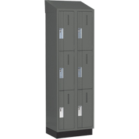 Concorde Heavy-Duty Lockers, 3 -tier, Bank of 2, 24" x 18" x 82", Steel, Charcoal, Welded (Assembled) Action Paper