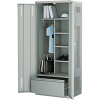 Deluxe Gear Locker, Steel, 36" W x 24" D x 72" H, Grey Action Paper