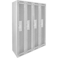 Clean Line Lockers, Bank of 4, 48" x 15" x 72", Steel, Grey, Rivet (Assembled), Perforated Action Paper