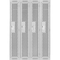 Clean Line Lockers, Bank of 4, 48" x 15" x 72", Steel, Grey, Rivet (Assembled), Perforated Action Paper