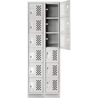 Clean-Line Perforated Lockerette, 6 -tier, Bank of 2, 15" x 72" x 12", Steel Action Paper