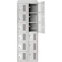 Clean-Line Perforated Lockerette, 6 -tier, Bank of 2, 15" x 72" x 12", Steel Action Paper