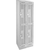 Clean Line Lockers, 2 -tier, Bank of 2, 24" x 15" x 82", Steel, Grey, Rivet (Assembled), Perforated Action Paper