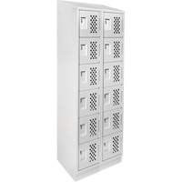 Assembled Lockerettes Clean Line Perforated Economy Lockers, 6 -tier, Bank of 2, 18" x 72" x 12", Steel Action Paper