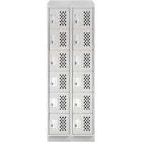 Assembled Lockerettes Clean Line Perforated Economy Lockers, 6 -tier, Bank of 2, 18" x 72" x 12", Steel Action Paper