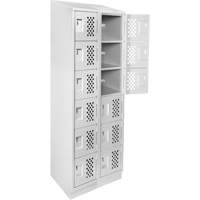 Assembled Lockerettes Clean Line Perforated Economy Lockers, 6 -tier, Bank of 2, 18" x 72" x 12", Steel Action Paper