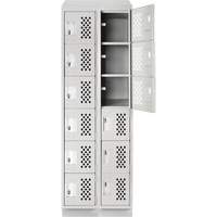 Assembled Lockerettes Clean Line Perforated Economy Lockers, 6 -tier, Bank of 2, 18" x 72" x 12", Steel Action Paper