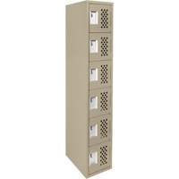 Assembled Lockerettes Clean Line Perforated Economy Lockers, 6 -tier, 18" x 72" x 12", Steel Action Paper