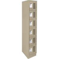 Assembled Lockerettes Clean Line Perforated Economy Lockers, 6 -tier, 18" x 72" x 12", Steel Action Paper