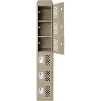 Assembled Lockerettes Clean Line Perforated Economy Lockers, 6 -tier, 18" x 72" x 12", Steel Action Paper