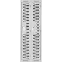 Clean Line Lockers, 2 -tier, 12" x 12" x 72", Steel, Grey, Rivet (Assembled), Perforated Action Paper