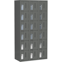 Concorde Heavy-Duty Lockers, 6 -tier, Bank of 3, 36" x 18" x 72", Steel, Charcoal, Welded (Assembled) Action Paper
