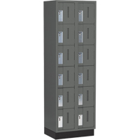 Concorde Heavy-Duty Lockers, 6 -tier, Bank of 2, 24" x 18" x 76", Steel, Charcoal, Welded (Assembled) Action Paper