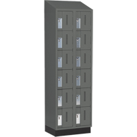 Concorde Heavy-Duty Lockers, 6 -tier, Bank of 2, 24" x 18" x 82", Steel, Charcoal, Welded (Assembled) Action Paper