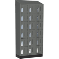Concorde Heavy-Duty Lockers, 6 -tier, Bank of 3, 36" x 18" x 82", Steel, Charcoal, Welded (Assembled) Action Paper