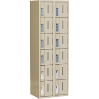 Concorde Heavy-Duty Lockers, 6 -tier, Bank of 2, 24" x 18" x 72", Steel, Beige, Welded (Assembled) Action Paper