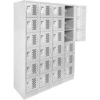Assembled Clean Line Perforated Economy Lockers, 6 -tier, Bank of 4, 18" x 72" x 12", Steel Action Paper