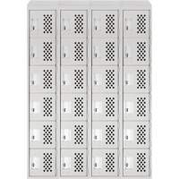 Assembled Clean Line Perforated Economy Lockers, 6 -tier, Bank of 4, 18" x 72" x 12", Steel Action Paper