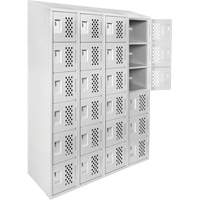 Assembled Clean Line Perforated Economy Lockers, 6 -tier, Bank of 4, 18" x 72" x 12", Steel Action Paper