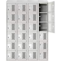 Assembled Clean Line Perforated Economy Lockers, 6 -tier, Bank of 4, 18" x 72" x 12", Steel Action Paper