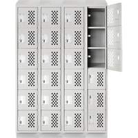 Assembled Clean Line Perforated Economy Lockers, 6 -tier, Bank of 4, 18" x 72" x 12", Steel Action Paper