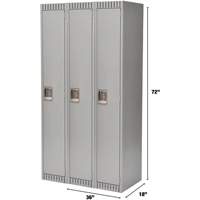 Lockers, Bank of 3, 36" x 18" x 72", Steel, Grey, Knocked Down Action Paper