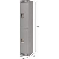 Lockers, 2 -tier, 12" x 18" x 72", Steel, Grey, Knocked Down Action Paper