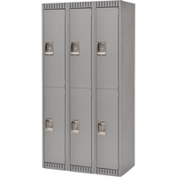 Lockers, 2 -tier, Bank of 3, 36" x 18" x 72", Steel, Grey, Knocked Down Action Paper
