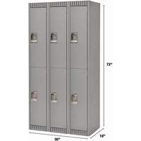 Lockers, 2 -tier, Bank of 3, 36" x 18" x 72", Steel, Grey, Knocked Down Action Paper
