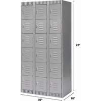 Lockers, 6 -tier, Bank of 3, 36" x 18" x 72", Steel, Grey, Knocked Down Action Paper
