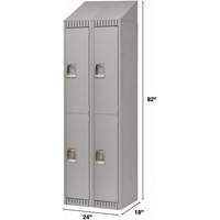 Lockers, 2 -tier, Bank of 2, 24" x 18" x 82", Steel, Grey, Knocked Down Action Paper