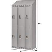 Lockers, 2 -tier, Bank of 3, 36" x 18" x 82", Steel, Grey, Knocked Down Action Paper
