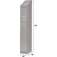 Lockers, 6 -tier, 12" x 18" x 82", Steel, Grey, Knocked Down Action Paper