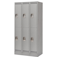 Lockers, 2 -tier, Bank of 3, 36" x 18" x 76", Steel, Grey, Knocked Down Action Paper