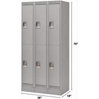 Lockers, 2 -tier, Bank of 3, 36" x 18" x 76", Steel, Grey, Knocked Down Action Paper