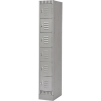 Lockers, 6 -tier, 12" x 18" x 76", Steel, Grey, Knocked Down Action Paper