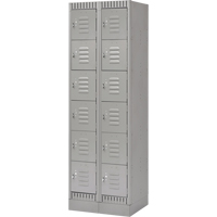 Lockers, 6 -tier, Bank of 2, 24" x 18" x 76", Steel, Grey, Knocked Down Action Paper