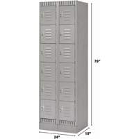 Lockers, 6 -tier, Bank of 2, 24" x 18" x 76", Steel, Grey, Knocked Down Action Paper