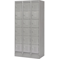 Lockers, 6 -tier, Bank of 3, 36" x 18" x 76", Steel, Grey, Knocked Down Action Paper