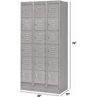 Lockers, 6 -tier, Bank of 3, 36" x 18" x 76", Steel, Grey, Knocked Down Action Paper