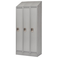 Lockers, Bank of 3, 36" x 18" x 86", Steel, Grey, Knocked Down Action Paper