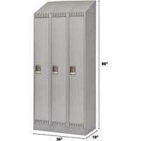 Lockers, Bank of 3, 36" x 18" x 86", Steel, Grey, Knocked Down Action Paper