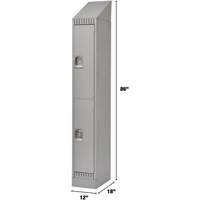 Lockers, 2 -tier, 12" x 18" x 86", Steel, Grey, Knocked Down Action Paper