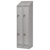 Lockers, 2 -tier, Bank of 2, 24" x 18" x 86", Steel, Grey, Knocked Down Action Paper
