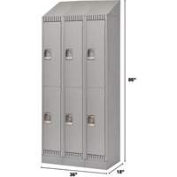 Lockers, 2 -tier, Bank of 3, 36" x 18" x 86", Steel, Grey, Knocked Down Action Paper