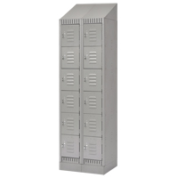 Lockers, 6 -tier, Bank of 2, 24" x 18" x 86", Steel, Grey, Knocked Down Action Paper