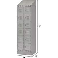 Lockers, 6 -tier, Bank of 2, 24" x 18" x 86", Steel, Grey, Knocked Down Action Paper
