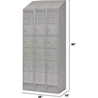 Lockers, 6 -tier, Bank of 3, 36" x 18" x 86", Steel, Grey, Knocked Down Action Paper