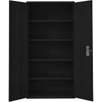 Hi-Boy Storage Cabinet, Steel, 4 Shelves, 72" H x 36" W x 18" D, Black Action Paper