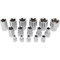 Jeu de douilles TORX EPR &agrave; 5 pans, 16 Morceaux, Prise de 1/4"/3/8"/1/2" Action Paper